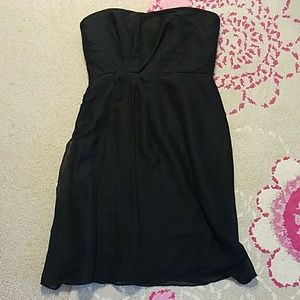 J Crew Silk Chiffon black strapless dress